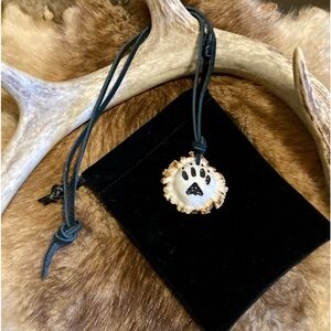 Wolf Print Burr Antler Necklace